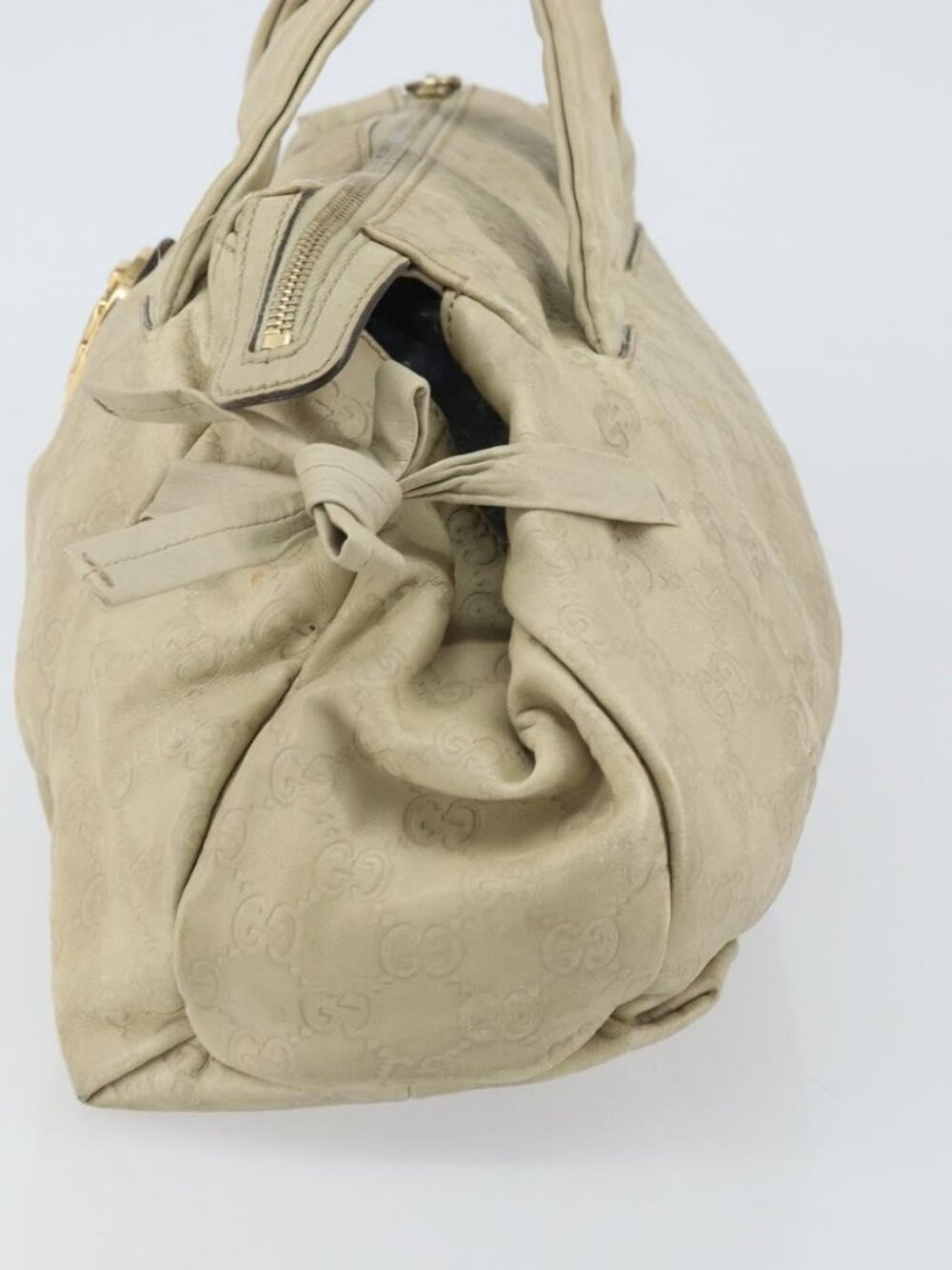GUCCI GG Canvas Guccissima Histeria Bag Leather Ivory Gold 197020 Auth 159286 - Picture 5 of 16